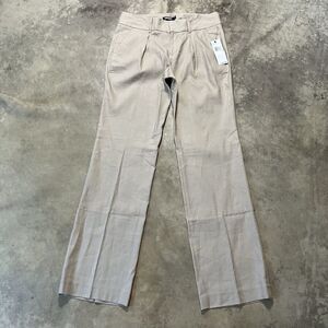 DKNY Pants Womend 8 Beige Pleated Front Linen Blend Mid Rise Trouser Flare‎ Leg